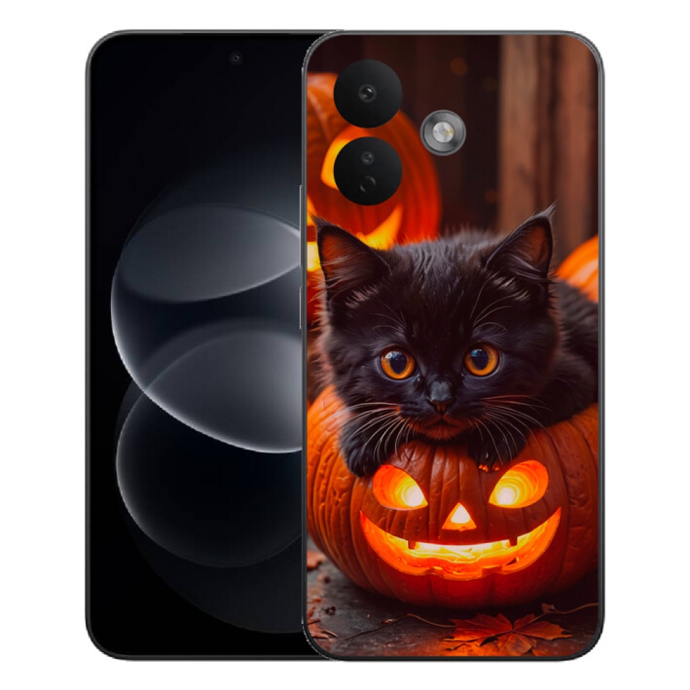 Gelový kryt mmCase na Xiaomi Redmi Note 17 Pro 5G - kotě a dýně
