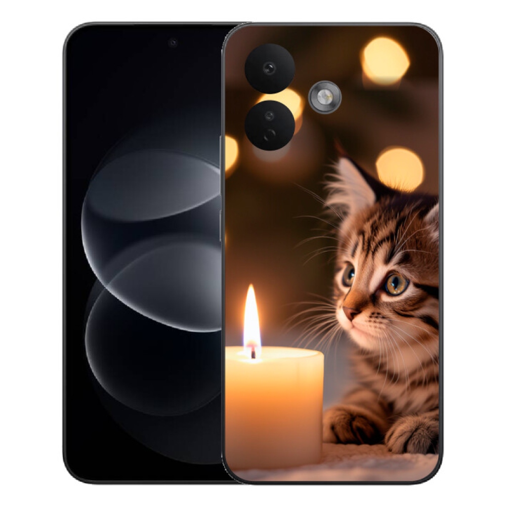 Gelový kryt mmCase na Xiaomi Redmi Note 17 Pro 5G - kotě a svíčka