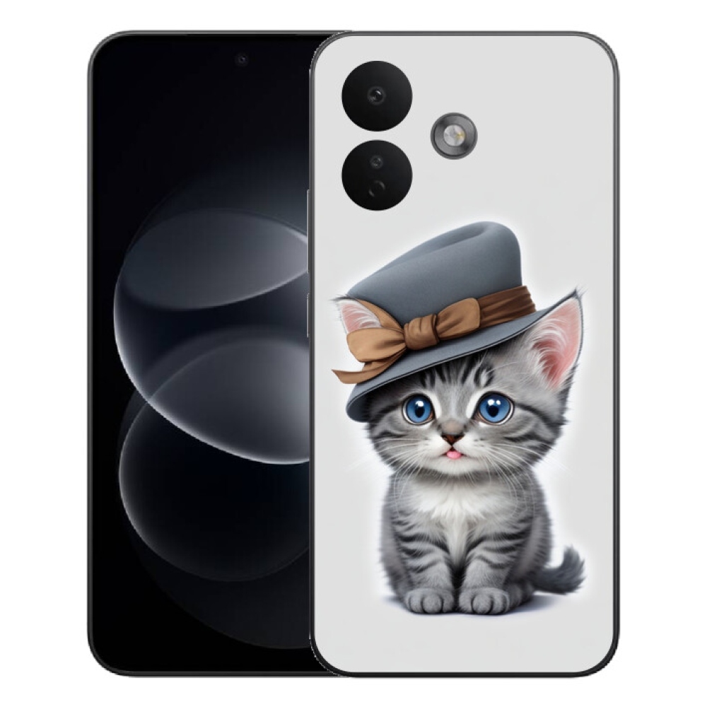 Gelový kryt mmCase na Xiaomi Redmi Note 17 Pro 5G - kotě s kloboukem
