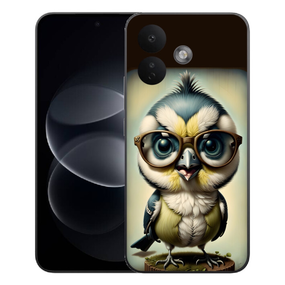 Gelový kryt mmCase na Xiaomi Redmi Note 17 Pro 5G - mládě s brýlemi