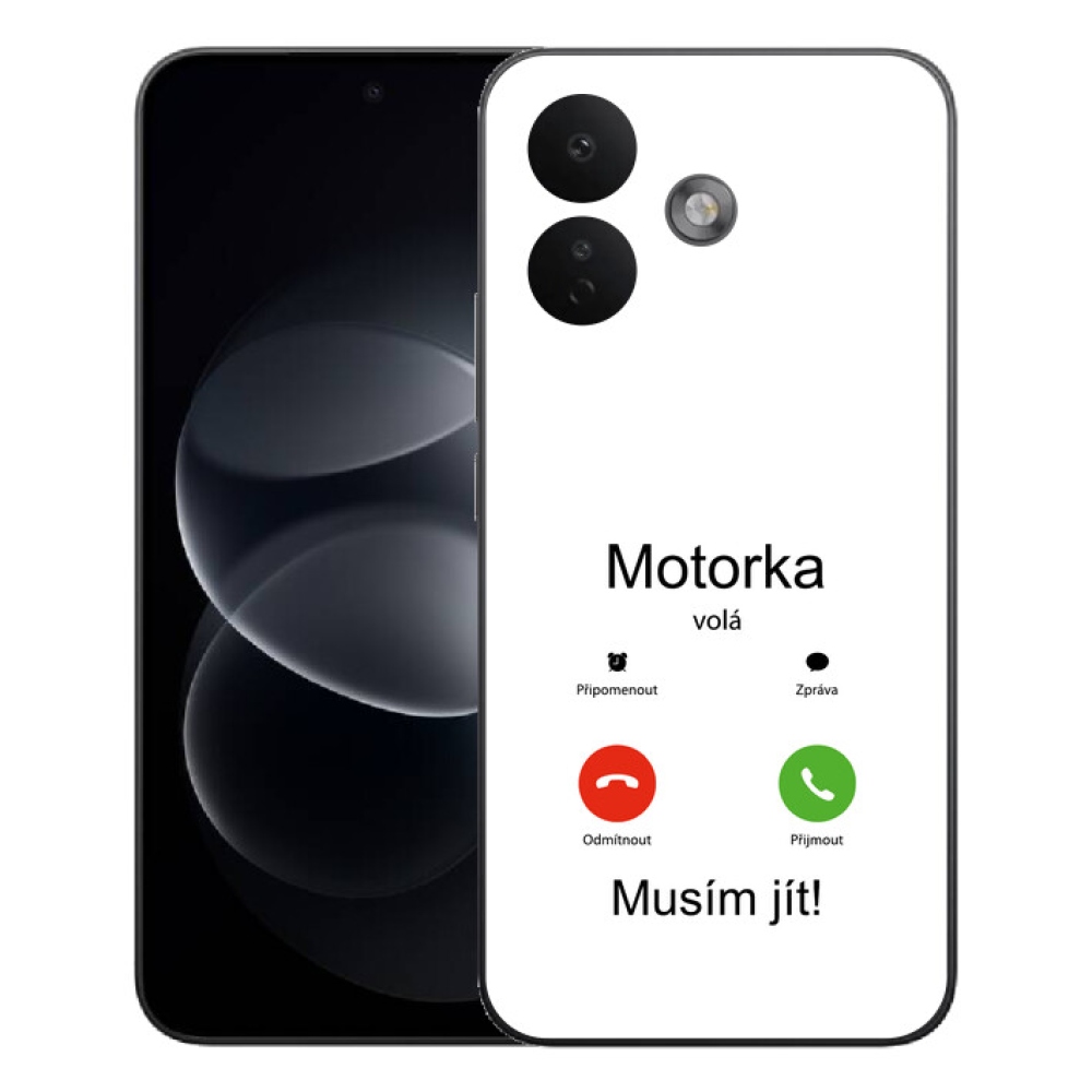 Gelový kryt mmCase na Xiaomi Redmi Note 17 Pro 5G - motorka volá bílé pozadí
