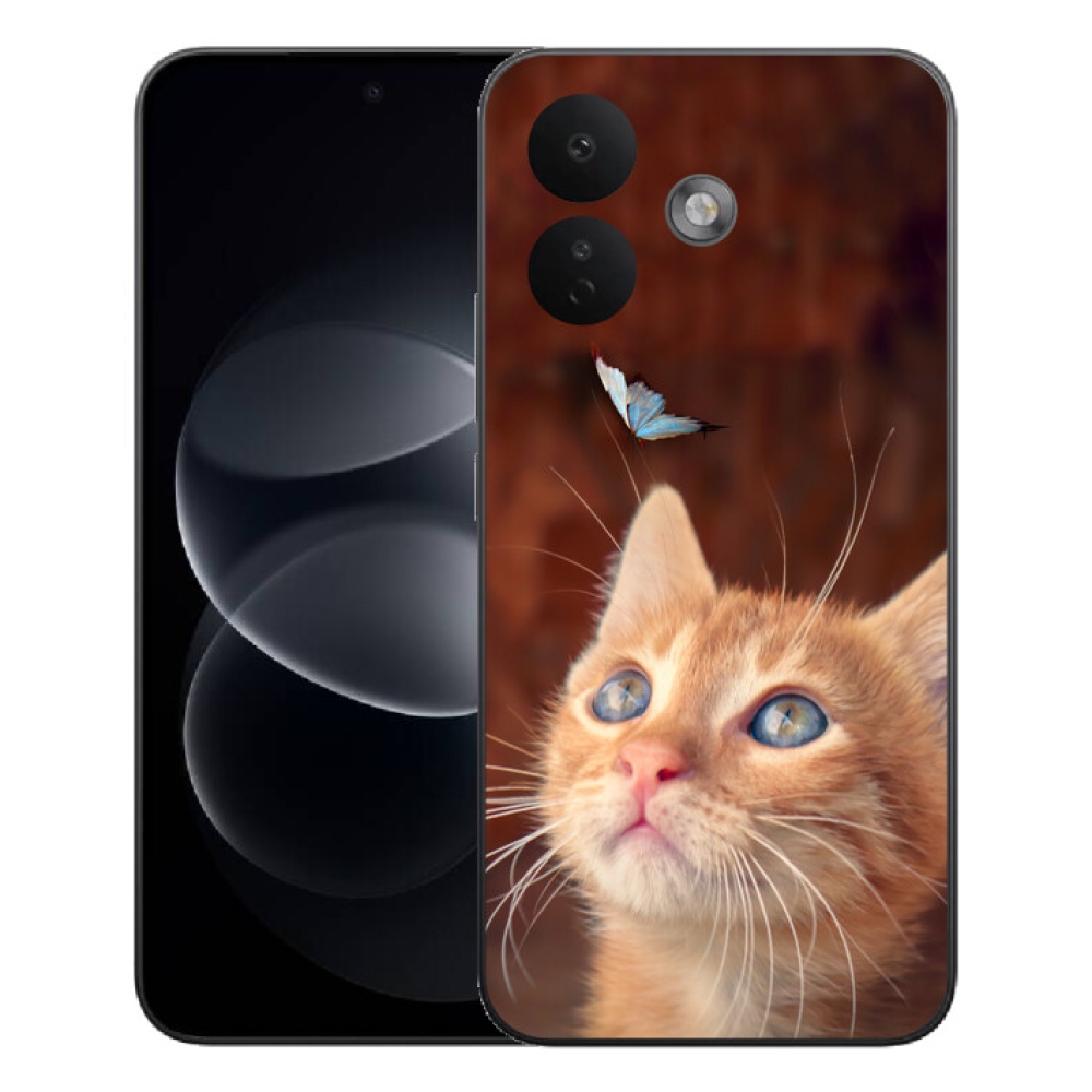 Gelový kryt mmCase na Xiaomi Redmi Note 17 Pro 5G - motýl a kotě