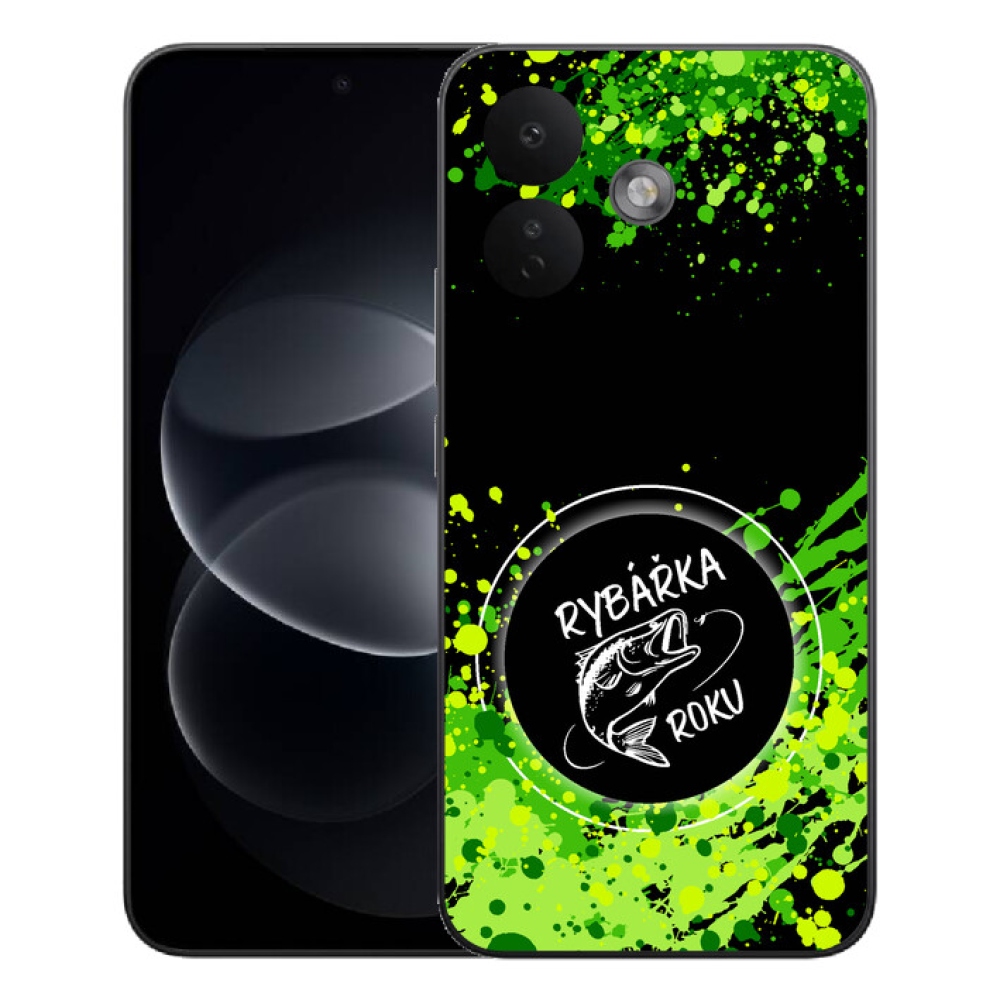 Gelový kryt mmCase na Xiaomi Redmi Note 17 Pro 5G - rybářka roku černé pozadí