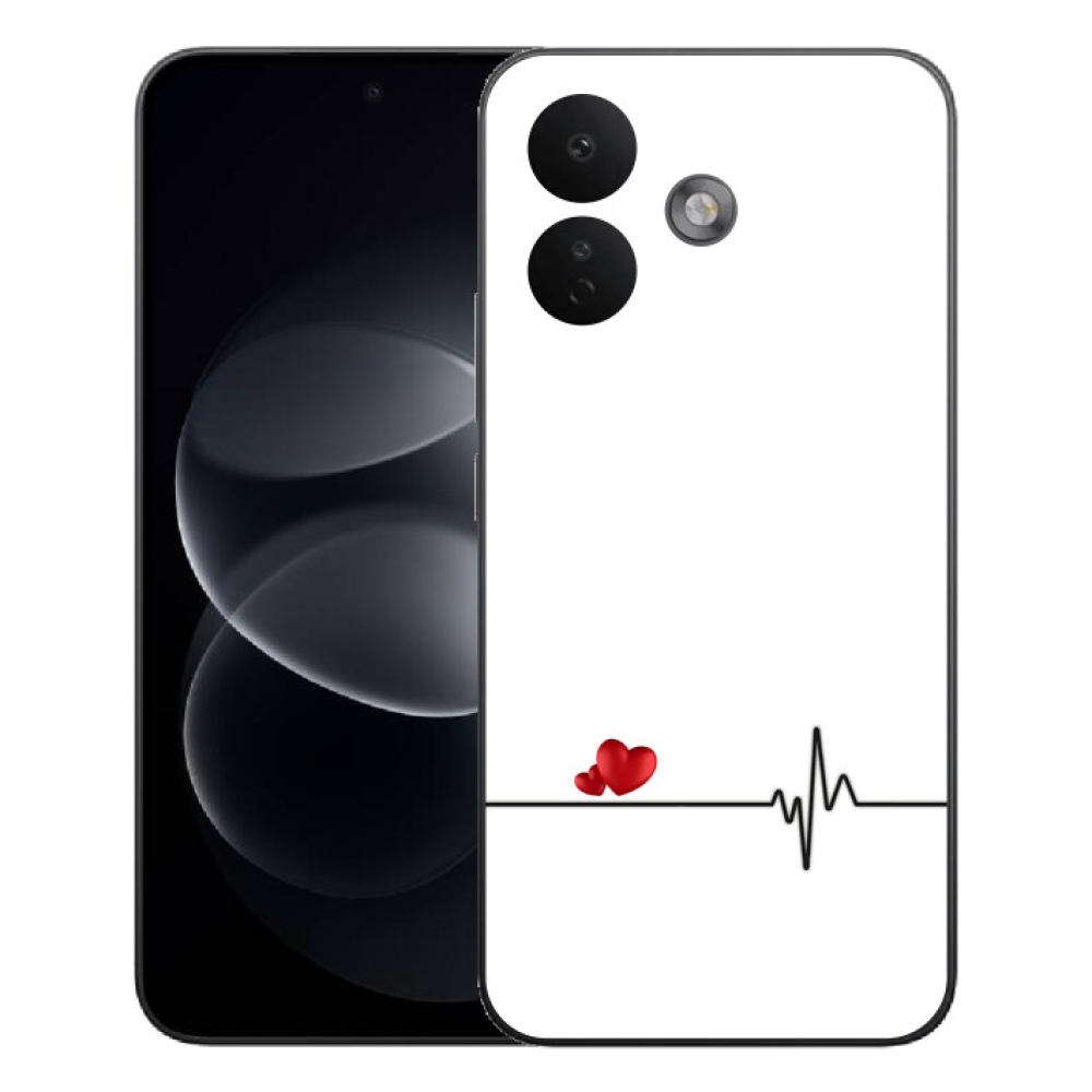 Gelový kryt mmCase na Xiaomi Redmi Note 17 Pro 5G - srdce a tep bílé pozadí