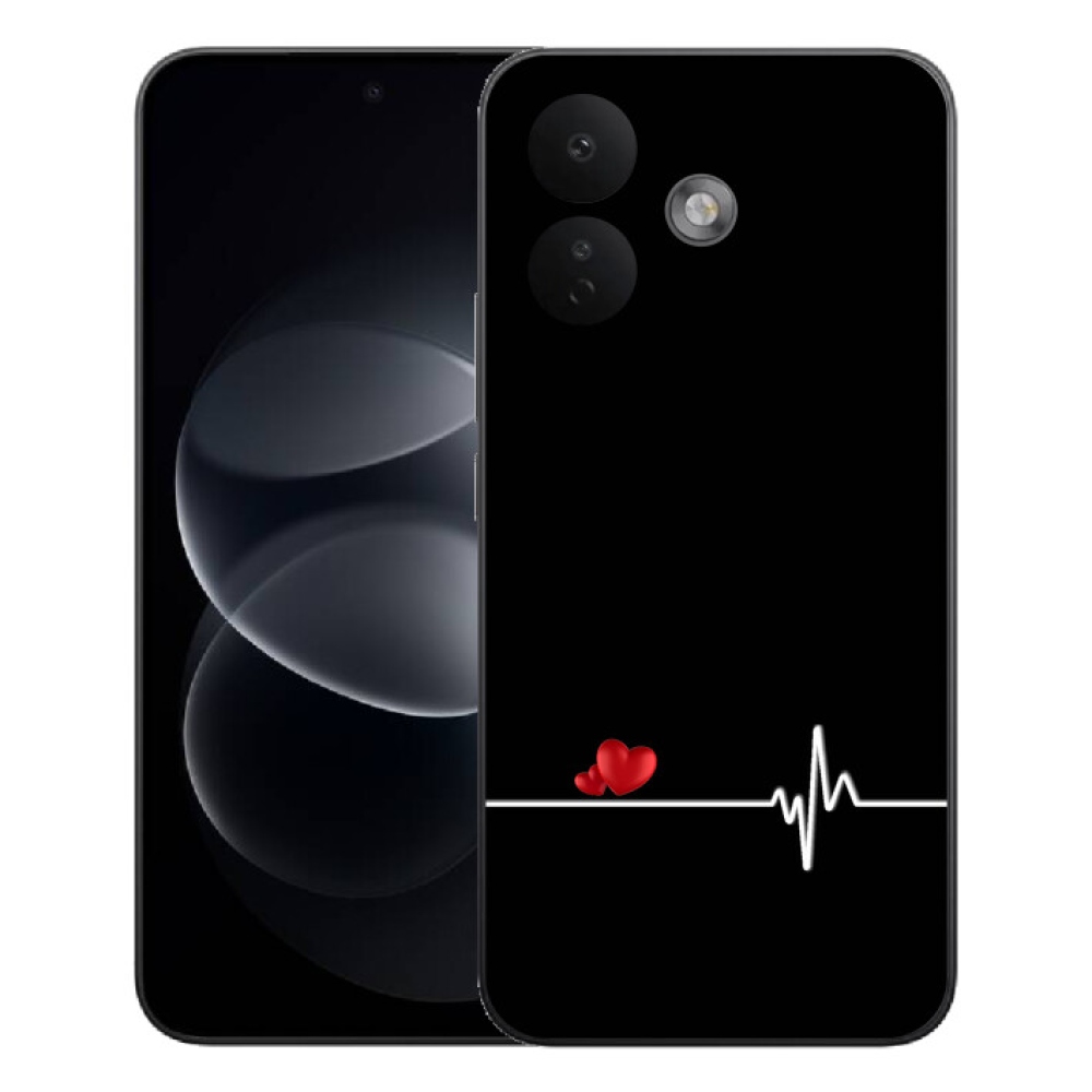 Gelový kryt mmCase na Xiaomi Redmi Note 17 Pro 5G - srdce a tep černé pozadí