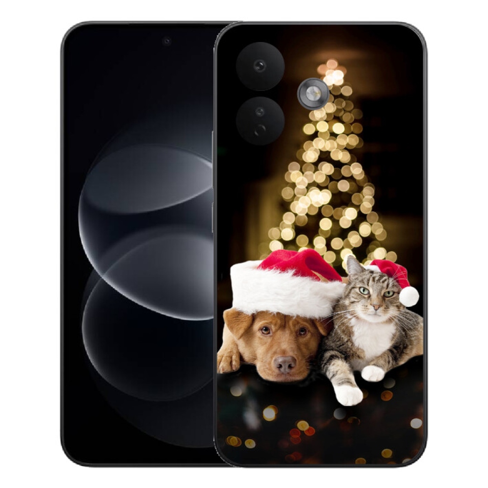 Gelový kryt mmCase na Xiaomi Redmi Note 17 Pro 5G - vánoční pes a kočka