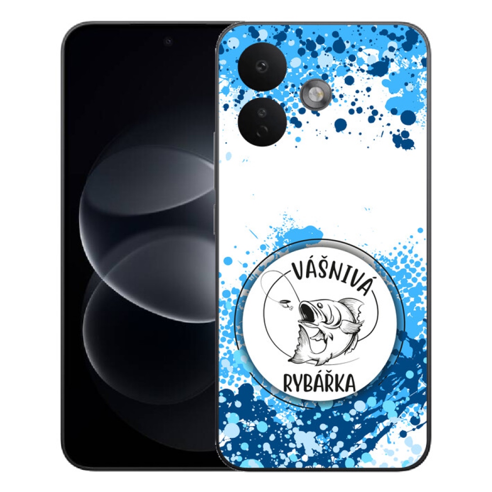 Gelový kryt mmCase na Xiaomi Redmi Note 17 Pro 5G - vášnivá rybářka bílé pozadí