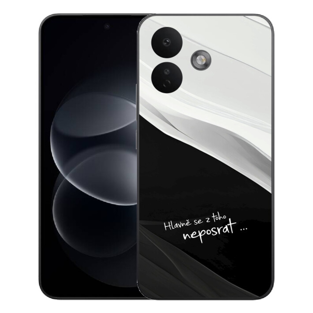 Gelový kryt mmCase na Xiaomi Redmi Note 17 Pro 5G - vtipný text 13 černobílé pozadí