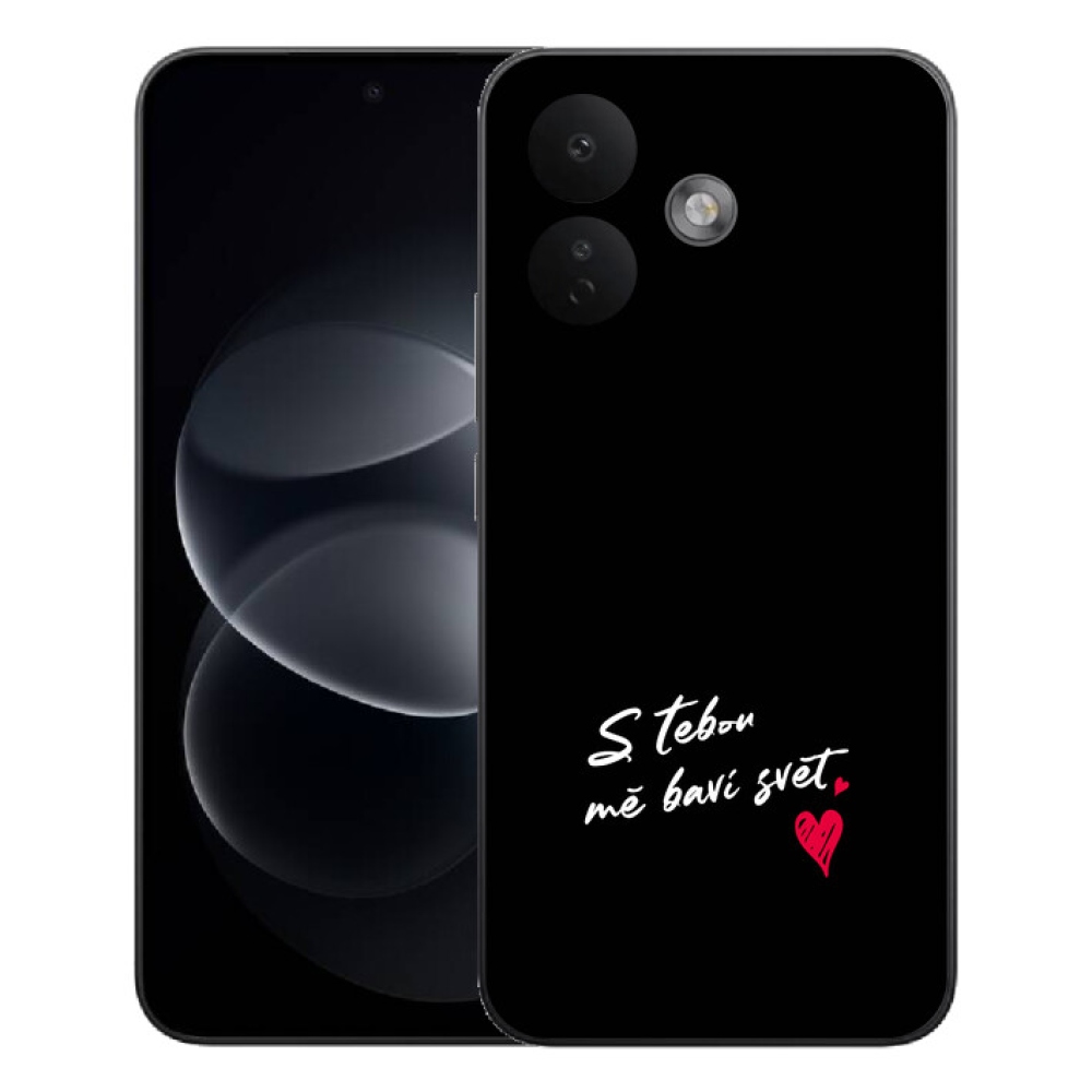 Gelový kryt mmCase na Xiaomi Redmi Note 17 Pro 5G - zamilovaný text 1 černé pozadí