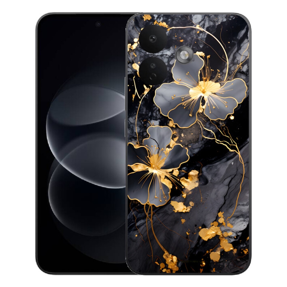Gelový kryt mmCase na Xiaomi Redmi Note 17 Pro 5G - zlaté květy