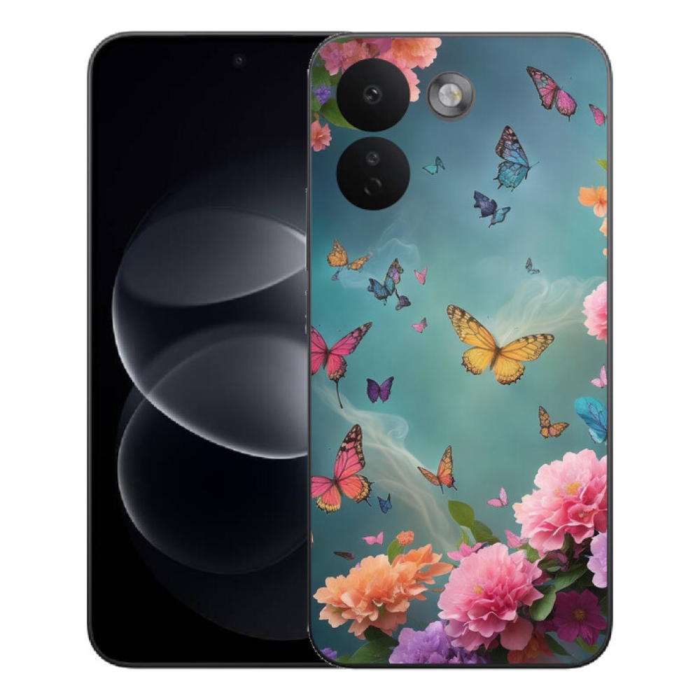 Gelový kryt mmCase na Xiaomi Redmi Note 17 Pro Max 5G - barevné květy a motýli