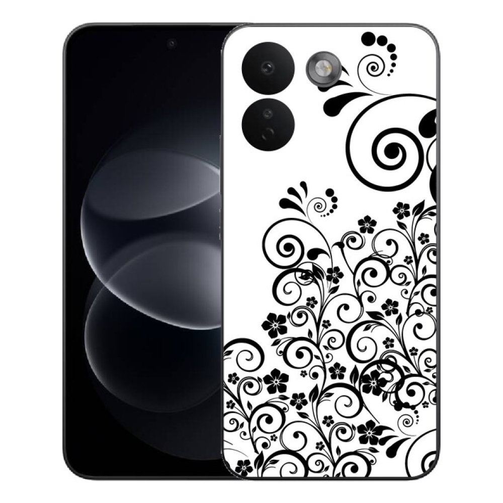 Gelový kryt mmCase na Xiaomi Redmi Note 17 Pro Max 5G - černobílé květinové vzory