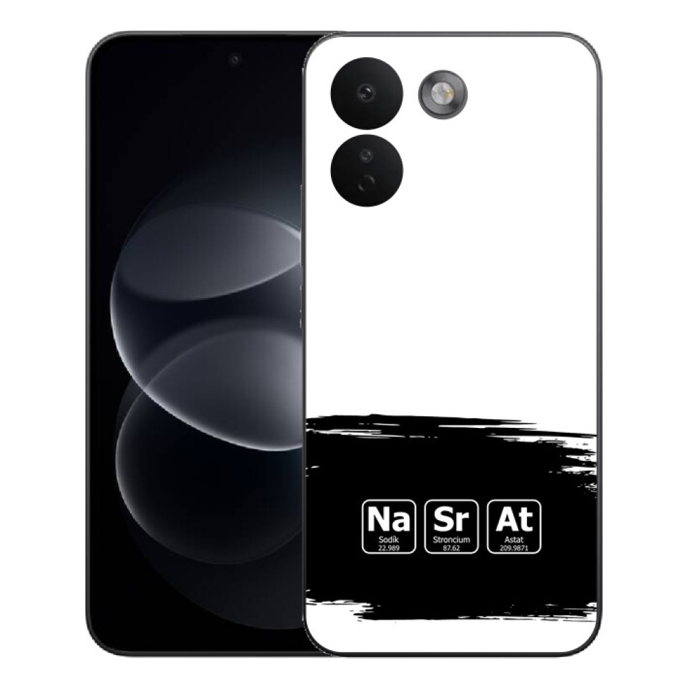 Gelový kryt mmCase na Xiaomi Redmi Note 17 Pro Max 5G - chemické prvky černobílé pozadí