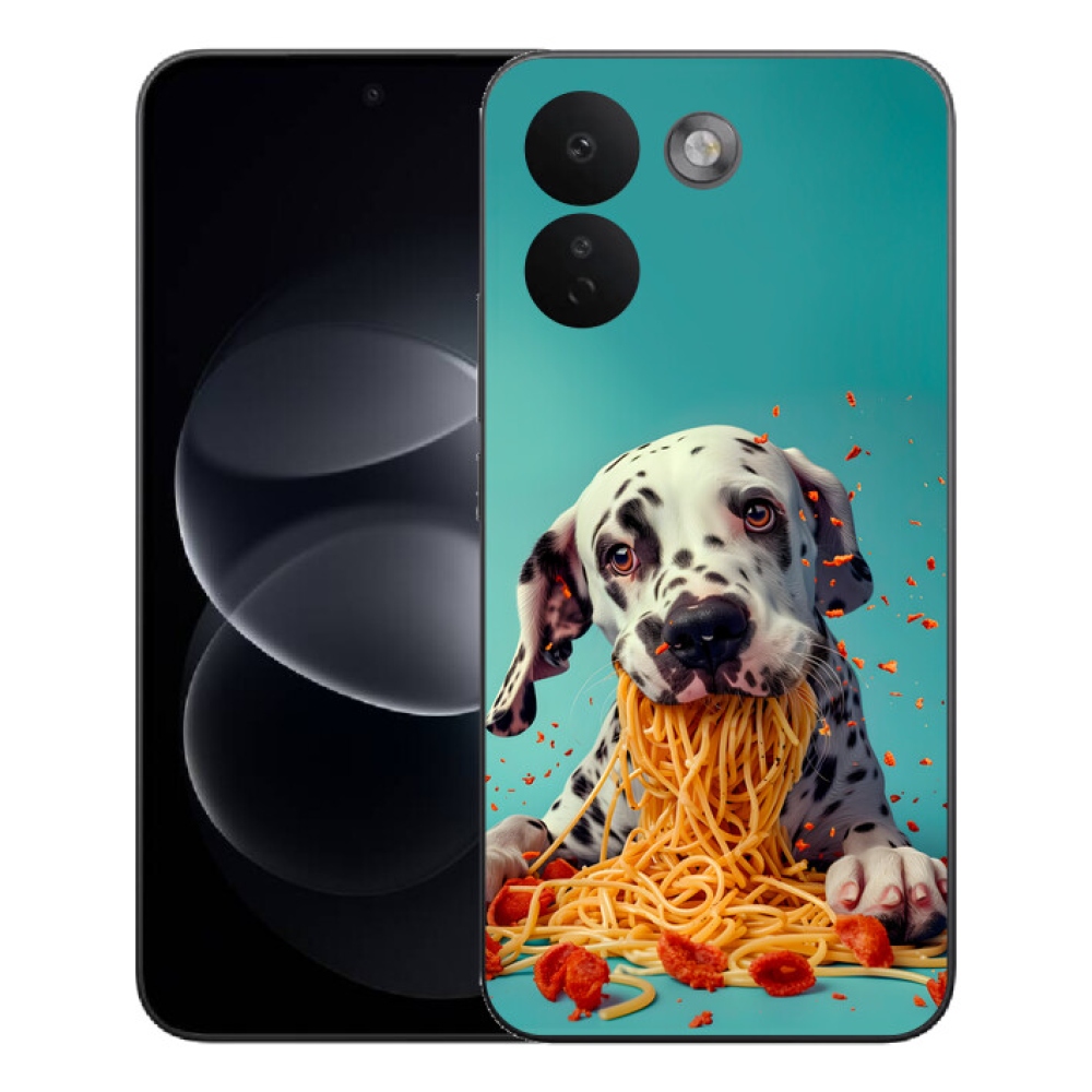Gelový kryt mmCase na Xiaomi Redmi Note 17 Pro Max 5G - dalmatin a špagety