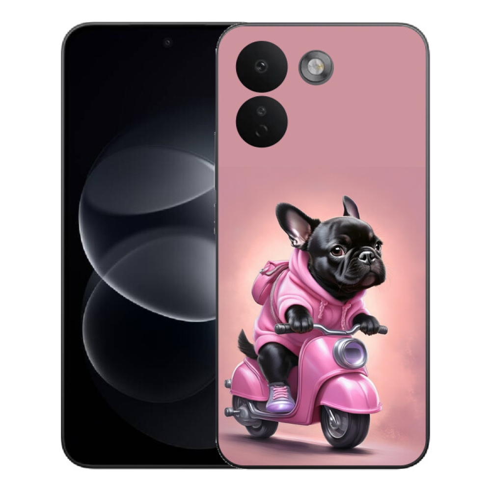 Gelový kryt mmCase na Xiaomi Redmi Note 17 Pro Max 5G - francouzský buldoček na skútru