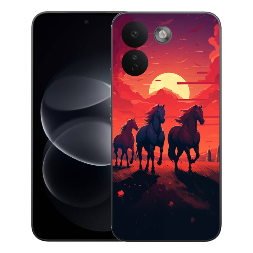 Gelový kryt mmCase na Xiaomi Redmi Note 17 Pro Max 5G - koně a západ slunce