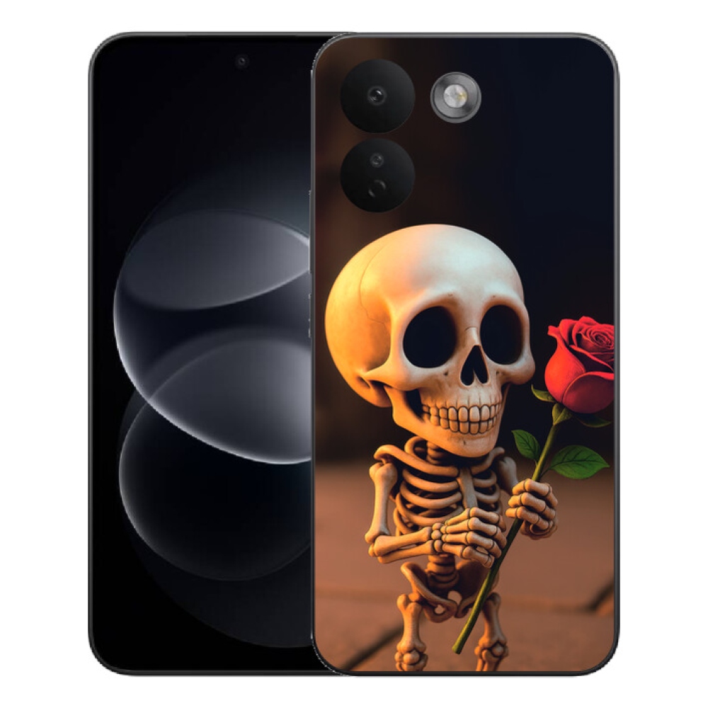 Gelový kryt mmCase na Xiaomi Redmi Note 17 Pro Max 5G - kostlivec s růží