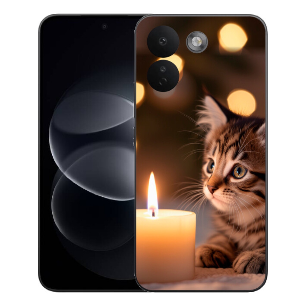 Gelový kryt mmCase na Xiaomi Redmi Note 17 Pro Max 5G - kotě a svíčka