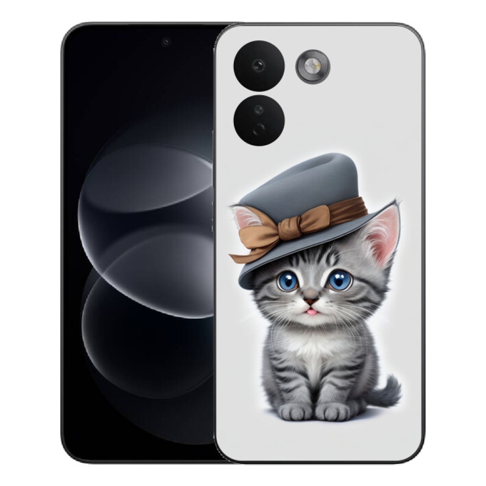Gelový kryt mmCase na Xiaomi Redmi Note 17 Pro Max 5G - kotě s kloboukem