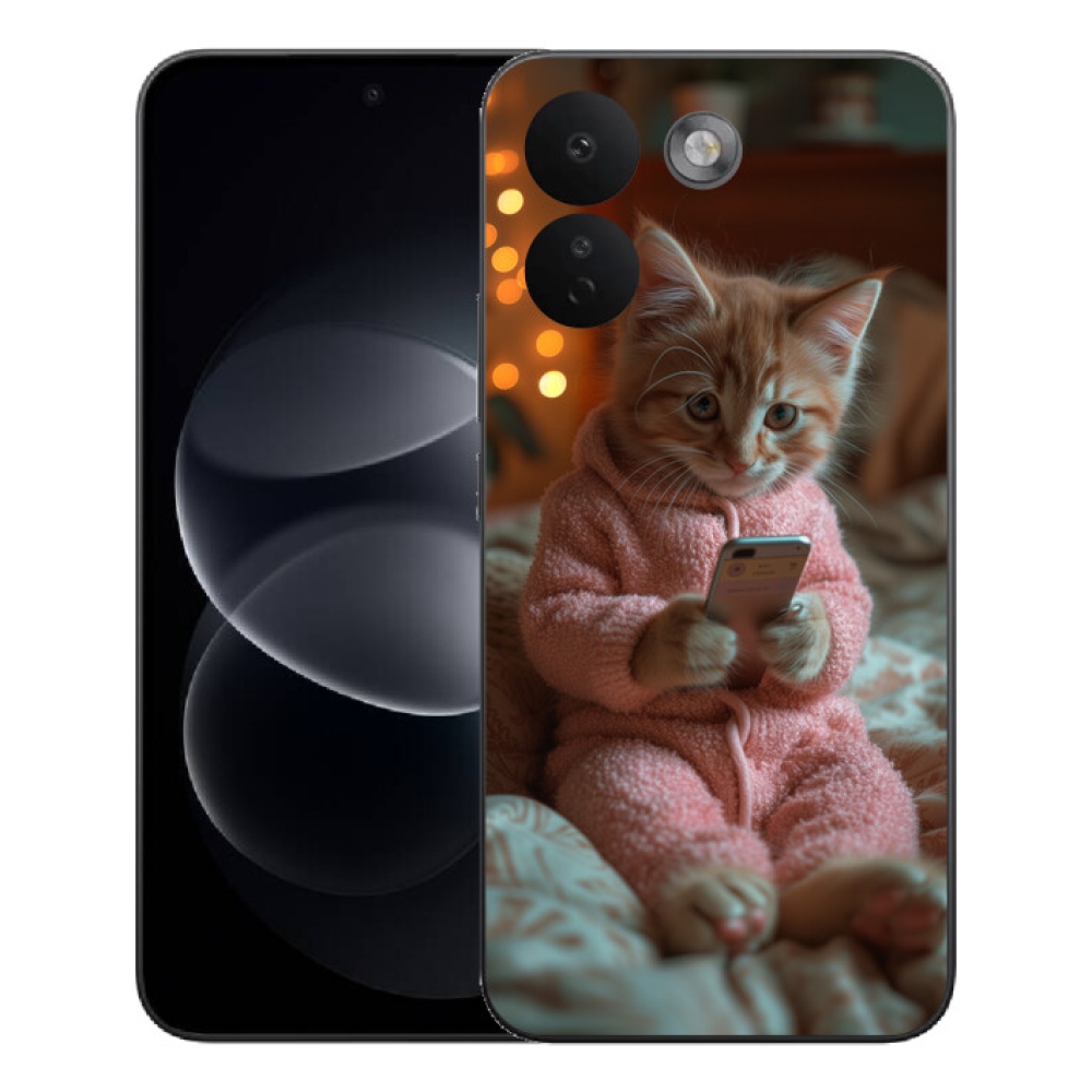 Gelový kryt mmCase na Xiaomi Redmi Note 17 Pro Max 5G - kotě s mobilem