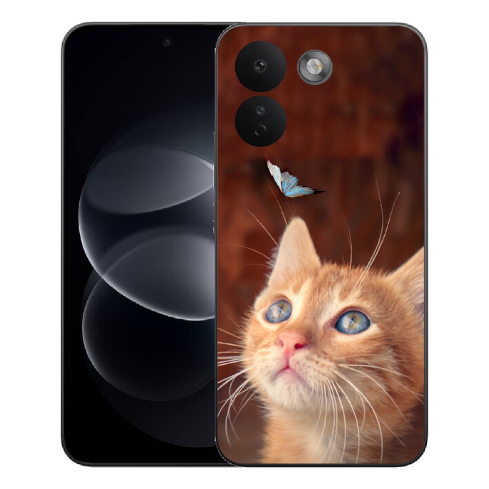 Gelový kryt mmCase na Xiaomi Redmi Note 17 Pro Max 5G - motýl a kotě