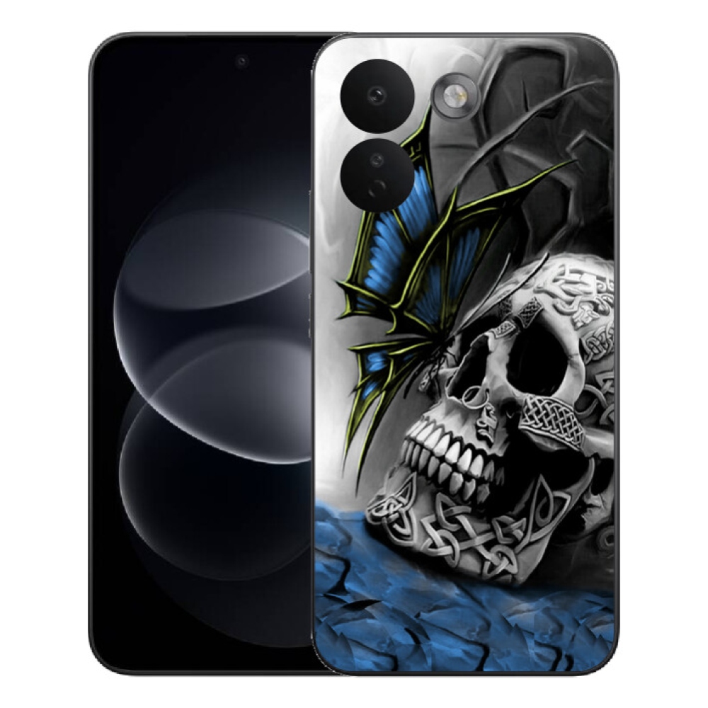 Gelový kryt mmCase na Xiaomi Redmi Note 17 Pro Max 5G - motýl a lebka