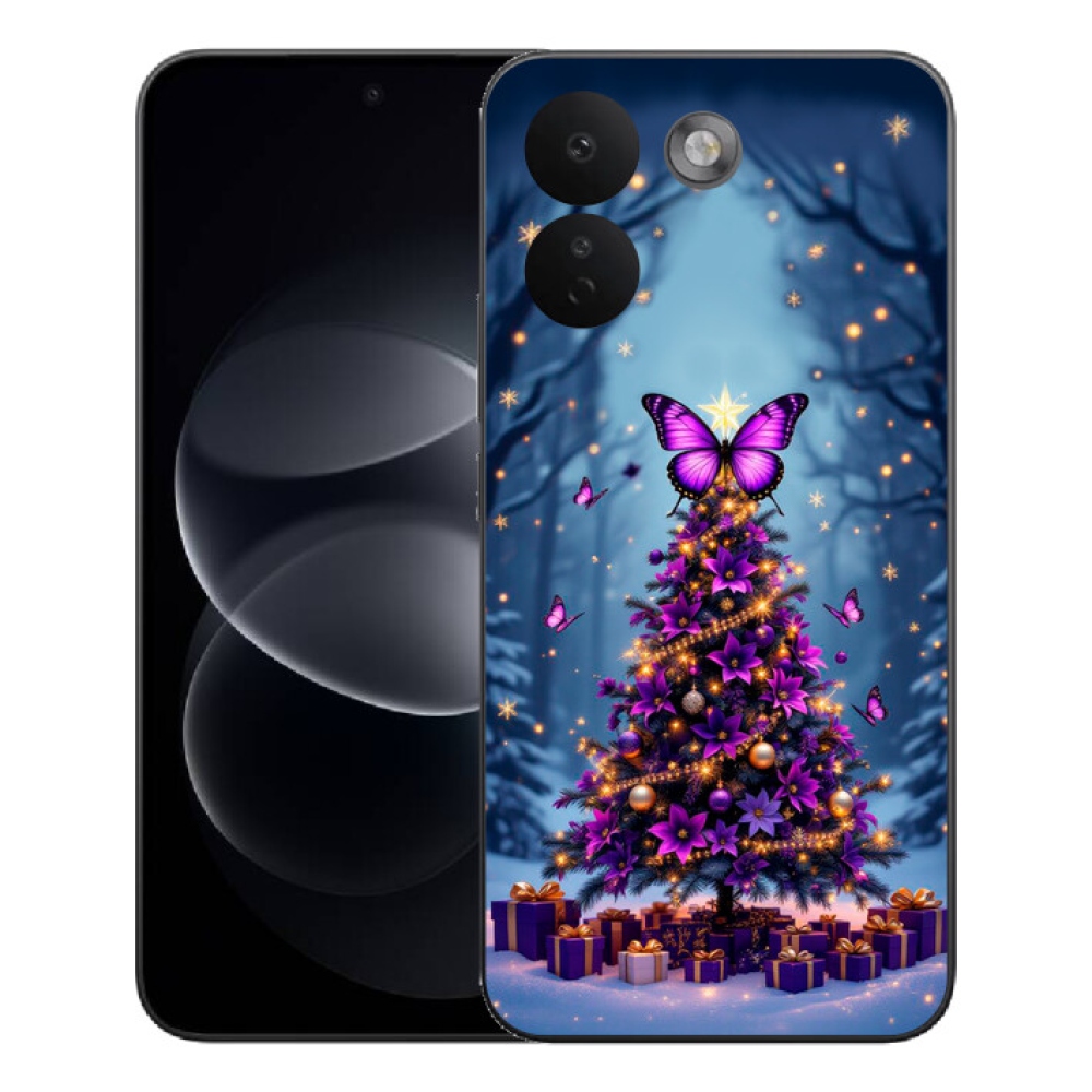 Gelový kryt mmCase na Xiaomi Redmi Note 17 Pro Max 5G - motýlí vánoční stromek