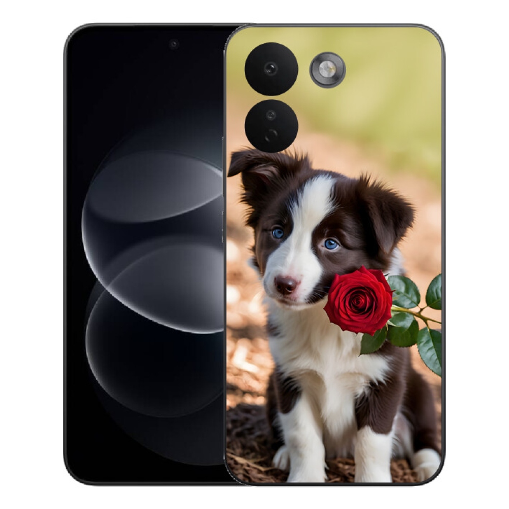 Gelový kryt mmCase na Xiaomi Redmi Note 17 Pro Max 5G - roztomilá border kolie s růží