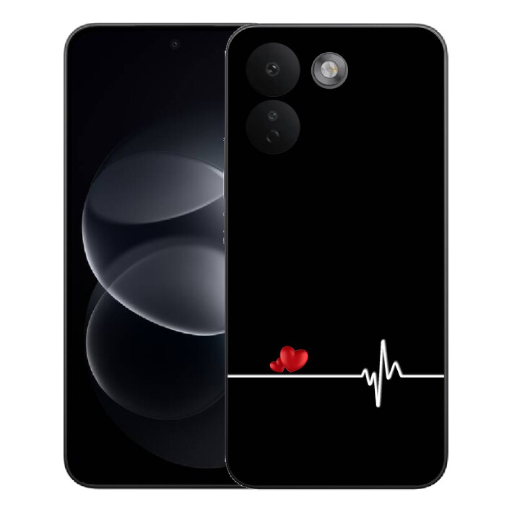 Gelový kryt mmCase na Xiaomi Redmi Note 17 Pro Max 5G - srdce a tep černé pozadí