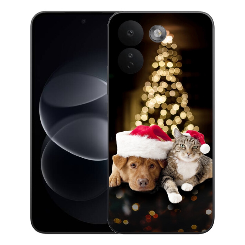Gelový kryt mmCase na Xiaomi Redmi Note 17 Pro Max 5G - vánoční pes a kočka