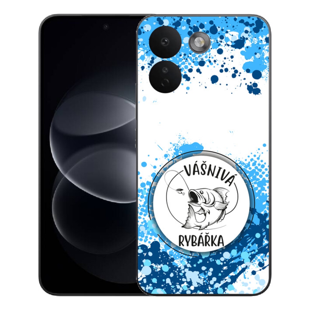 Gelový kryt mmCase na Xiaomi Redmi Note 17 Pro Max 5G - vášnivá rybářka bílé pozadí