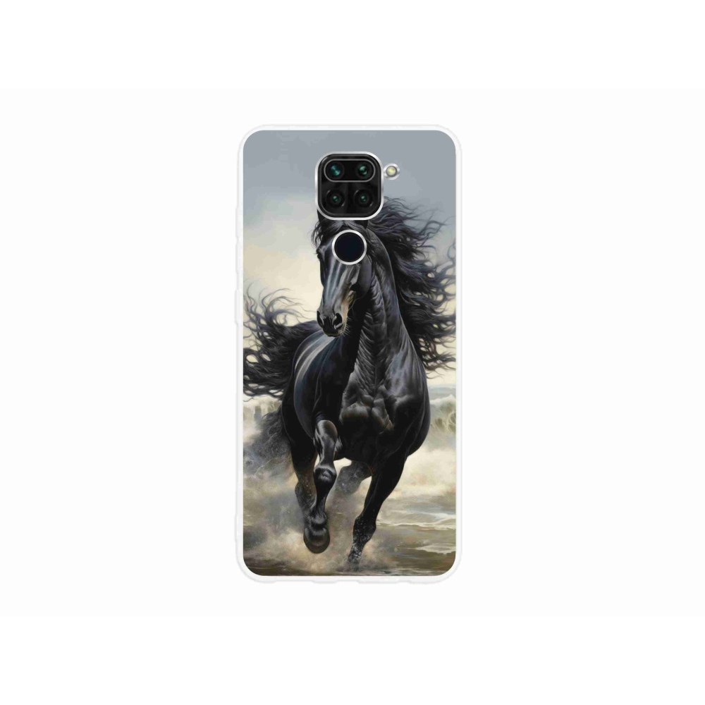 Gelový kryt mmCase na Xiaomi Redmi Note 9 - běžící černý kůň