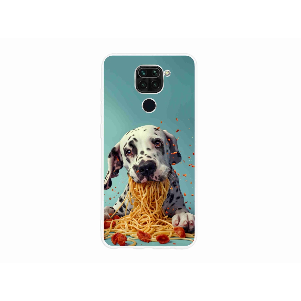 Gelový kryt mmCase na Xiaomi Redmi Note 9 - dalmatin a špagety