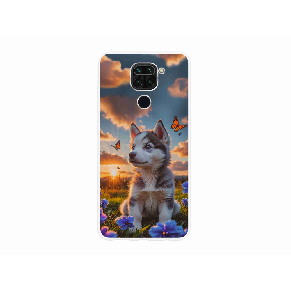 Gelový kryt mmCase na Xiaomi Redmi Note 9 - husky při západu slunce