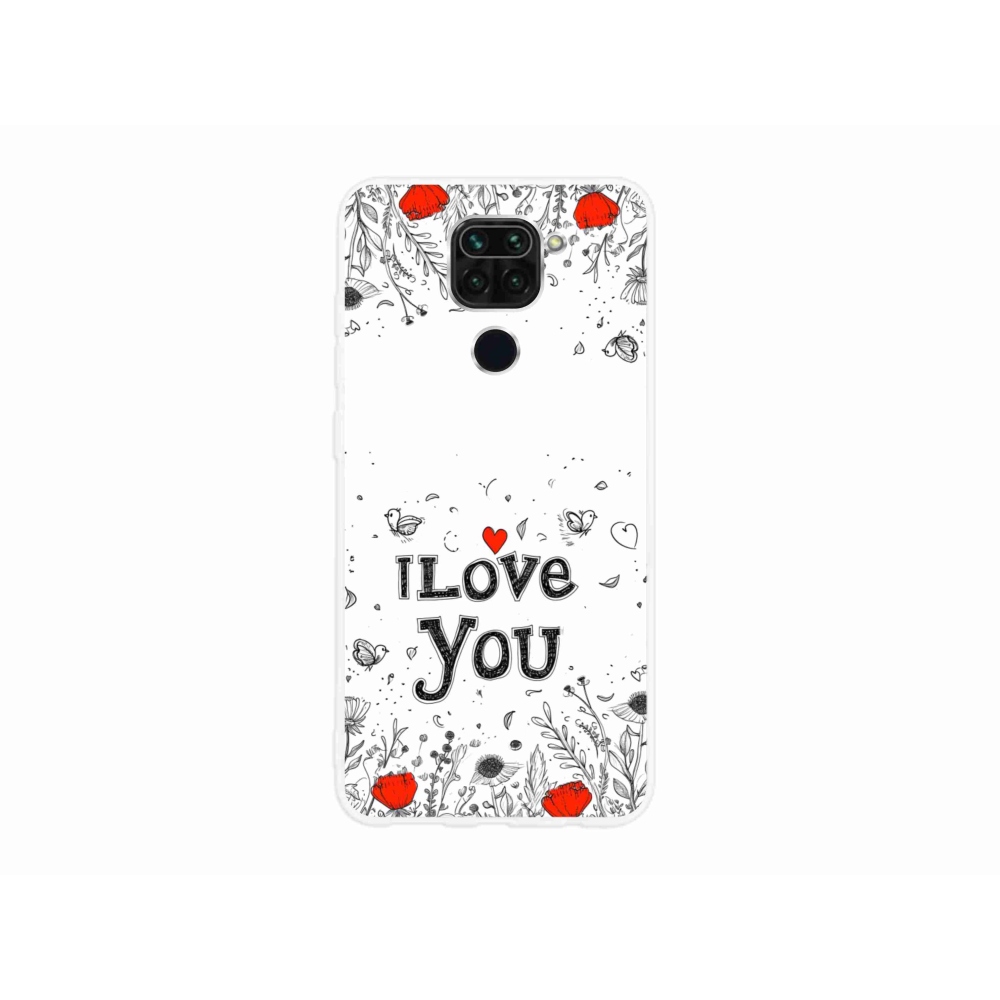 Gelový kryt mmCase na Xiaomi Redmi Note 9 - I love you bílé pozadí