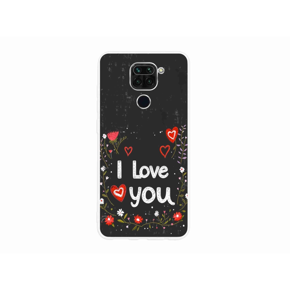 Gelový kryt mmCase na Xiaomi Redmi Note 9 - I love you černé pozadí