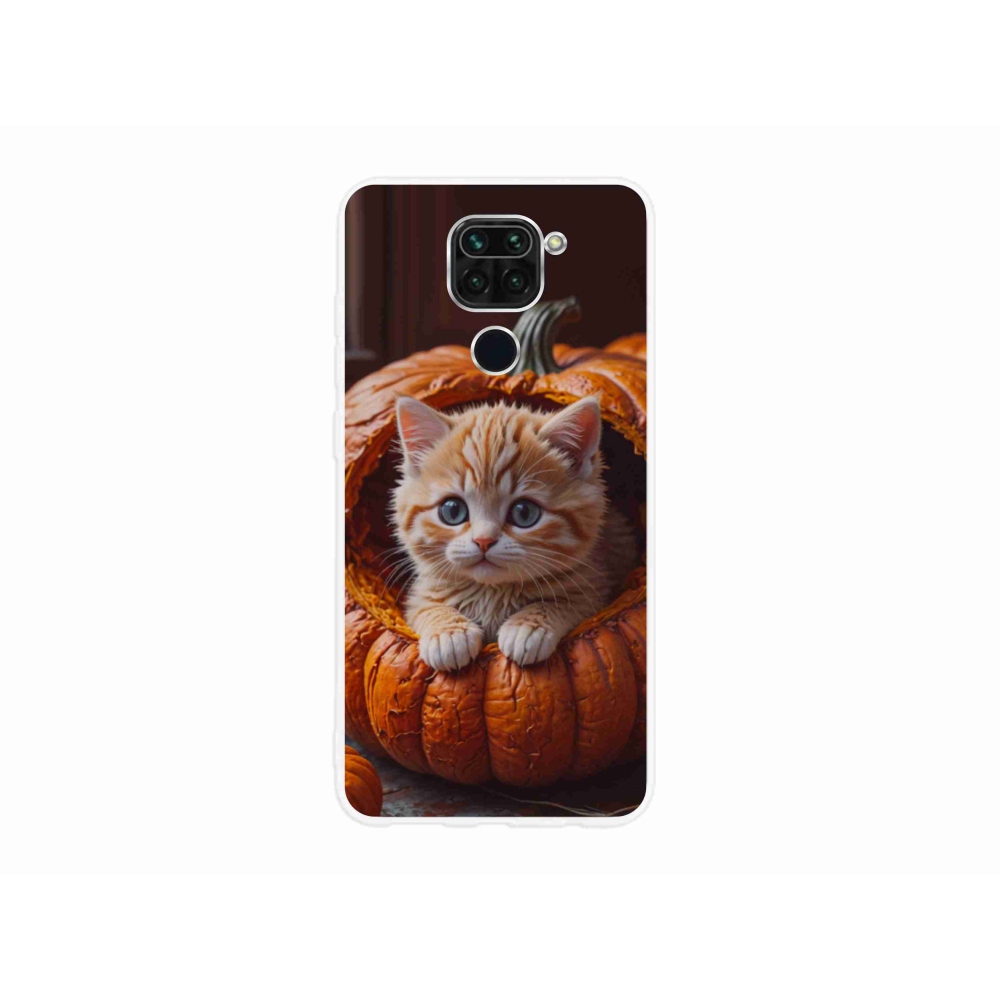 Gelový kryt mmCase na Xiaomi Redmi Note 9 - kotě a dýně 2