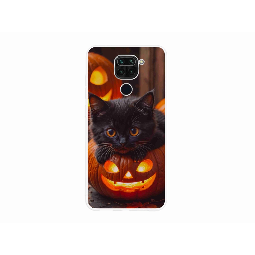 Gelový kryt mmCase na Xiaomi Redmi Note 9 - kotě a dýně