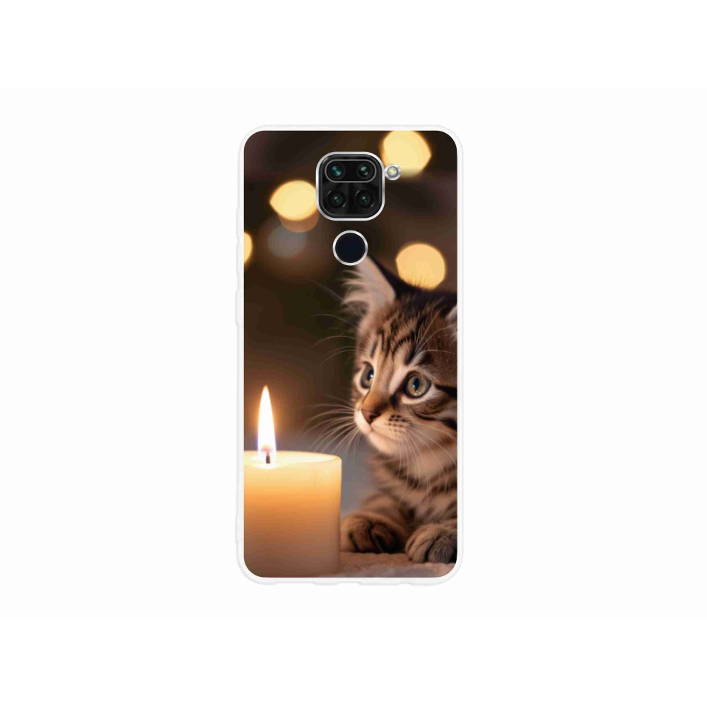 Gelový kryt mmCase na Xiaomi Redmi Note 9 - kotě a svíčka