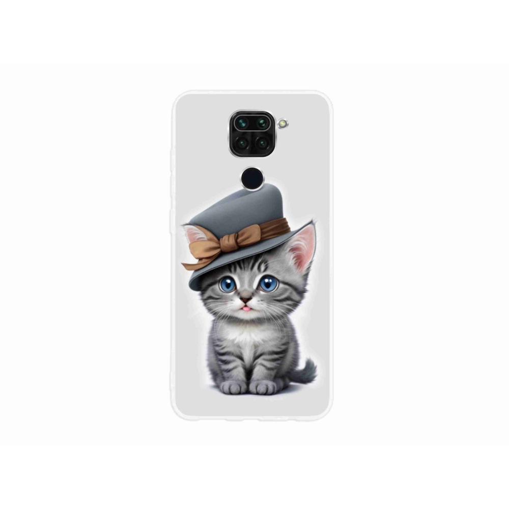 Gelový kryt mmCase na Xiaomi Redmi Note 9 - kotě s kloboukem