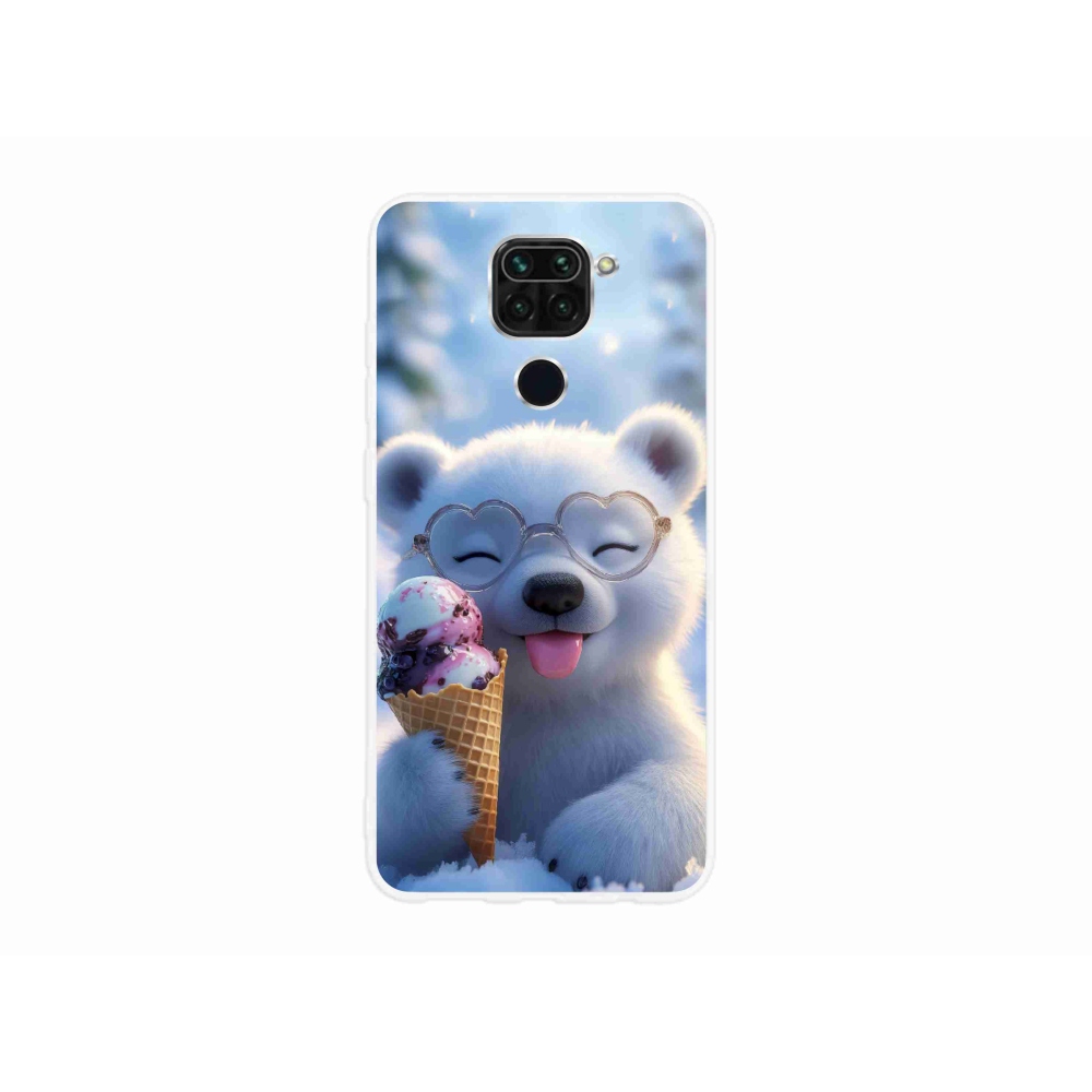 Gelový kryt mmCase na Xiaomi Redmi Note 9 - medvídek se zmrzlinou