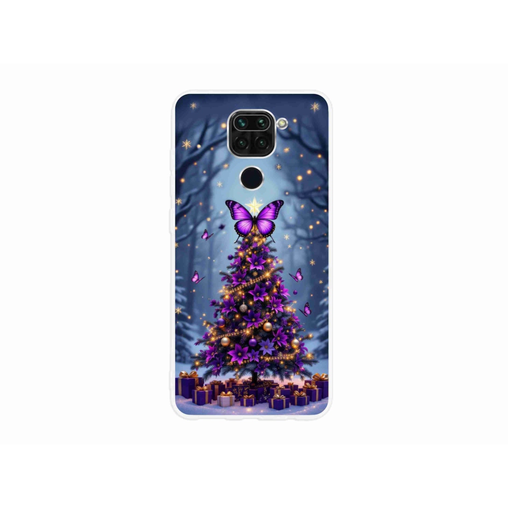 Gelový kryt mmCase na Xiaomi Redmi Note 9 - motýlí vánoční stromek