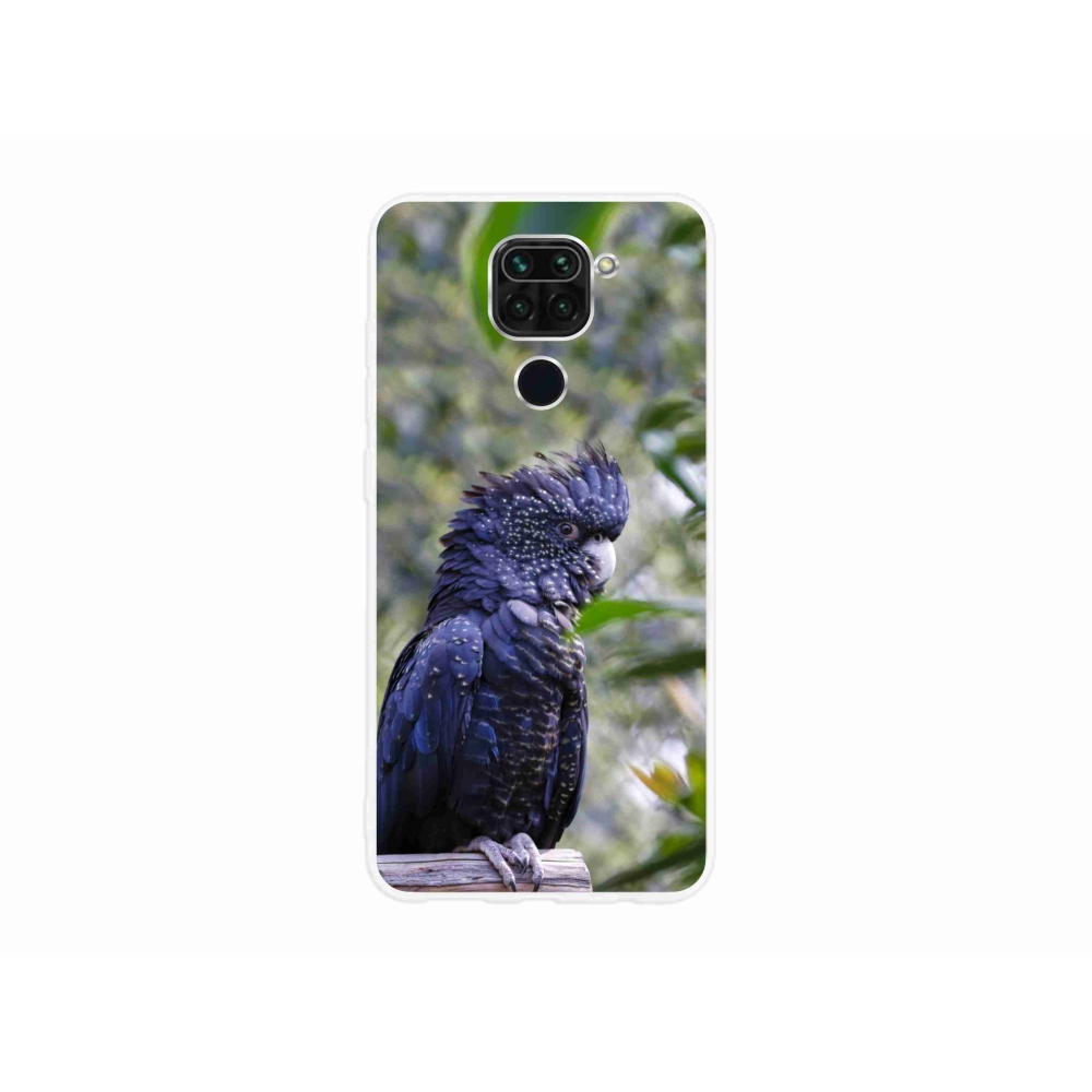 Gelový kryt mmCase na Xiaomi Redmi Note 9 - papoušek kakadu černý