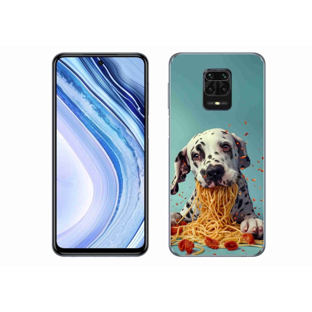 Gelový kryt mmCase na Xiaomi Redmi Note 9 Pro - dalmatin a špagety