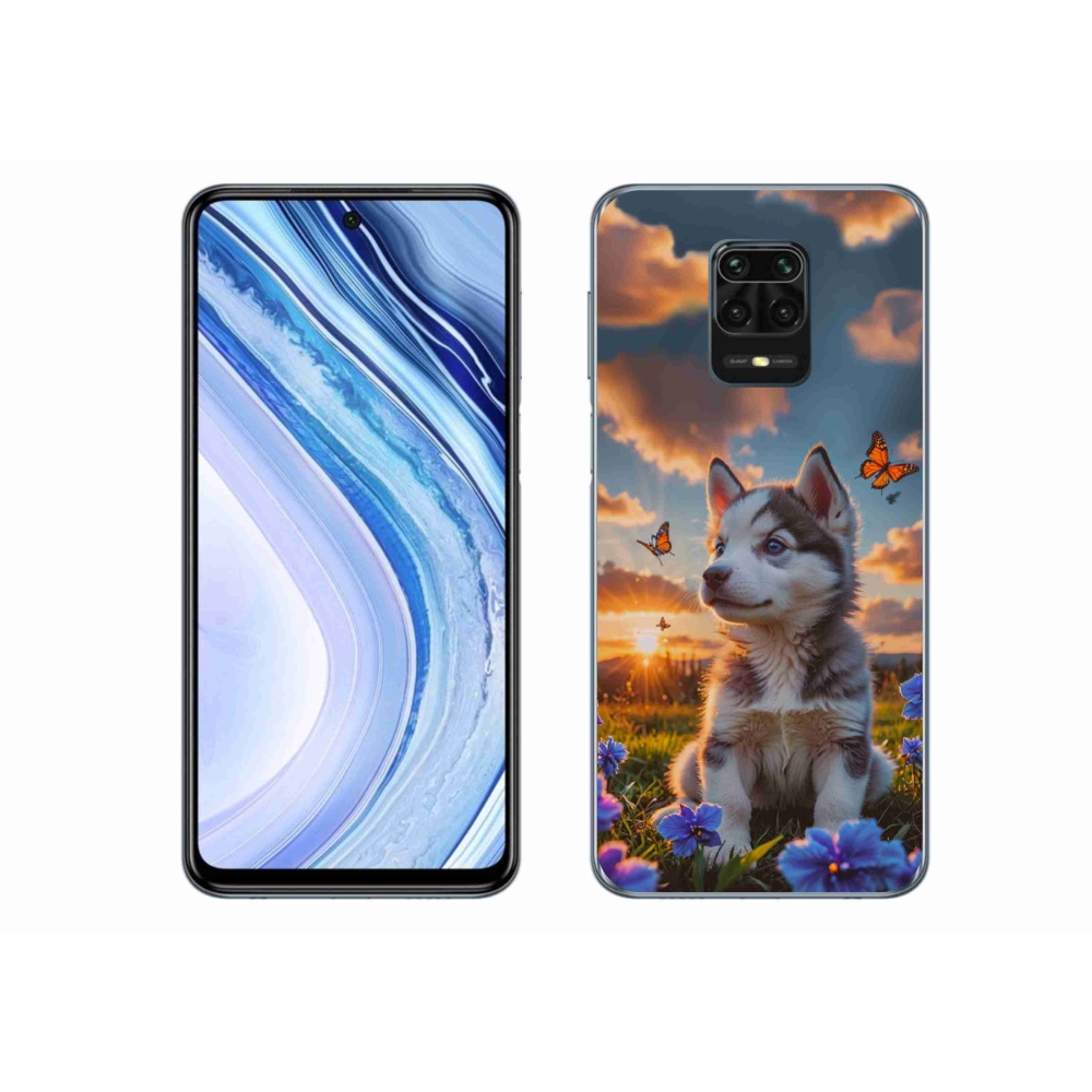 Gelový kryt mmCase na Xiaomi Redmi Note 9 Pro - husky při západu slunce