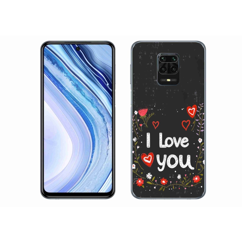 Gelový kryt mmCase na Xiaomi Redmi Note 9 Pro - I love you černé pozadí