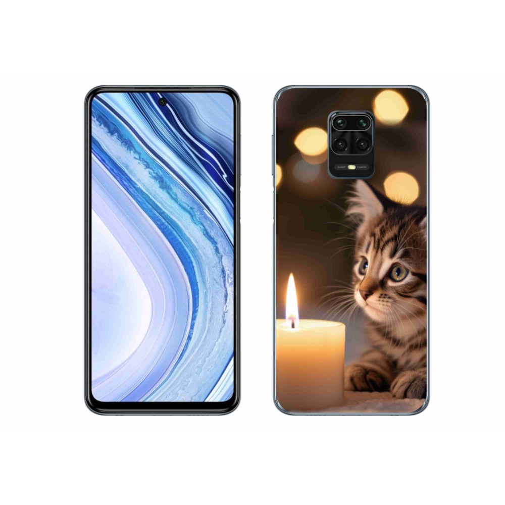 Gelový kryt mmCase na Xiaomi Redmi Note 9 Pro - kotě a svíčka