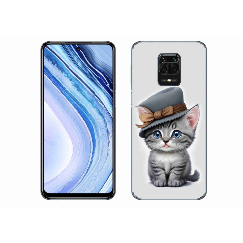 Gelový kryt mmCase na Xiaomi Redmi Note 9 Pro - kotě s kloboukem