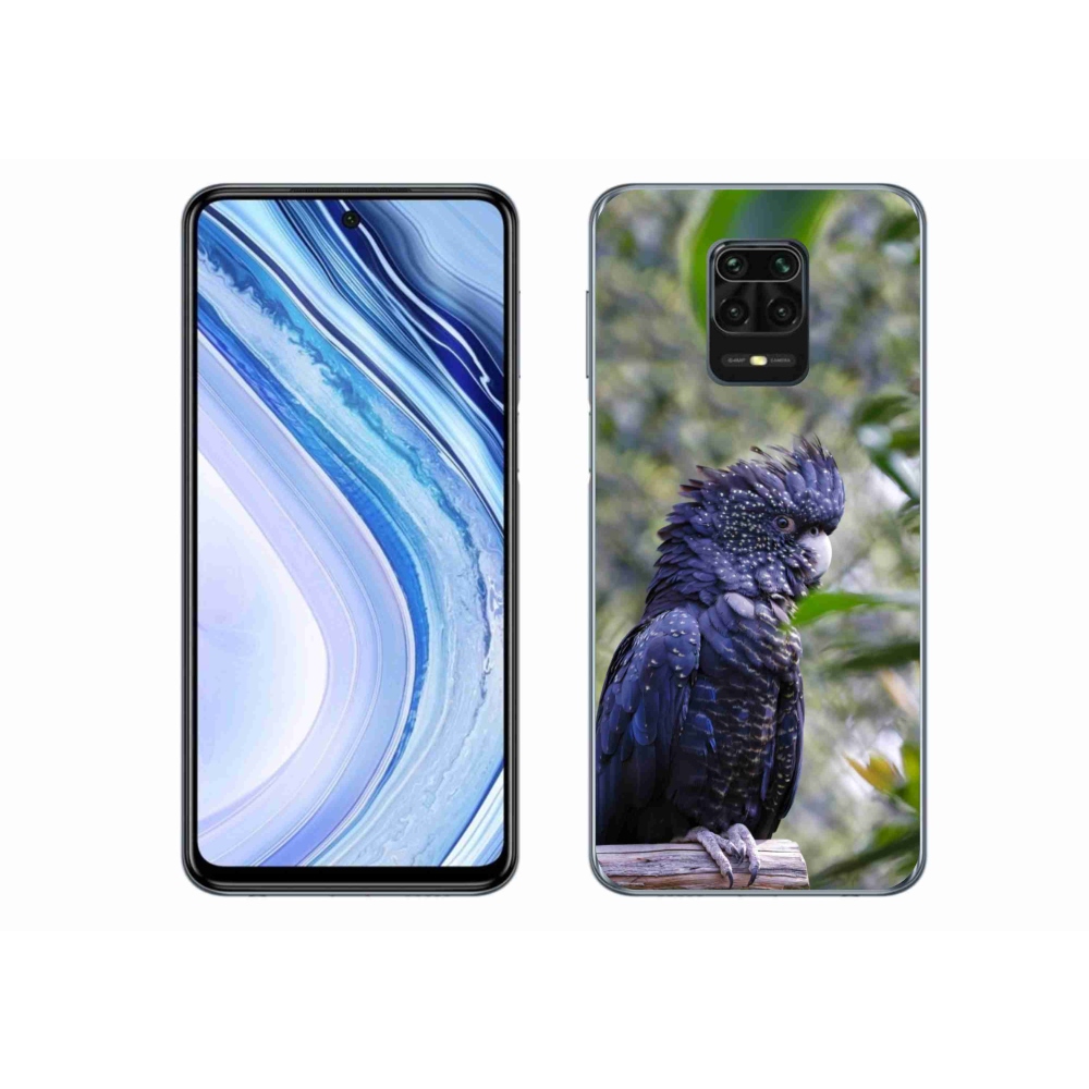 Gelový kryt mmCase na Xiaomi Redmi Note 9 Pro - papoušek kakadu černý