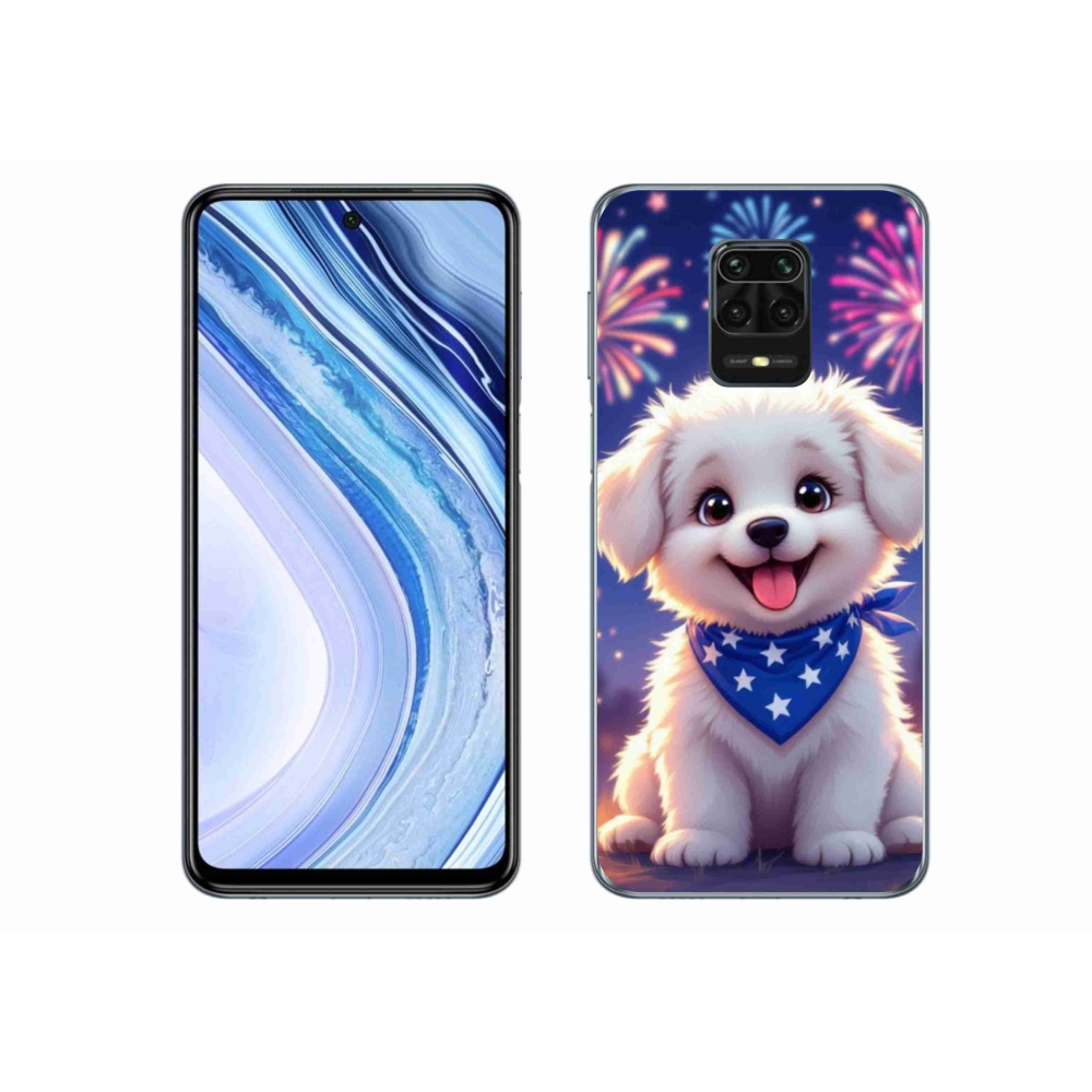 Gelový kryt mmCase na Xiaomi Redmi Note 9 Pro - slavnostní štěně